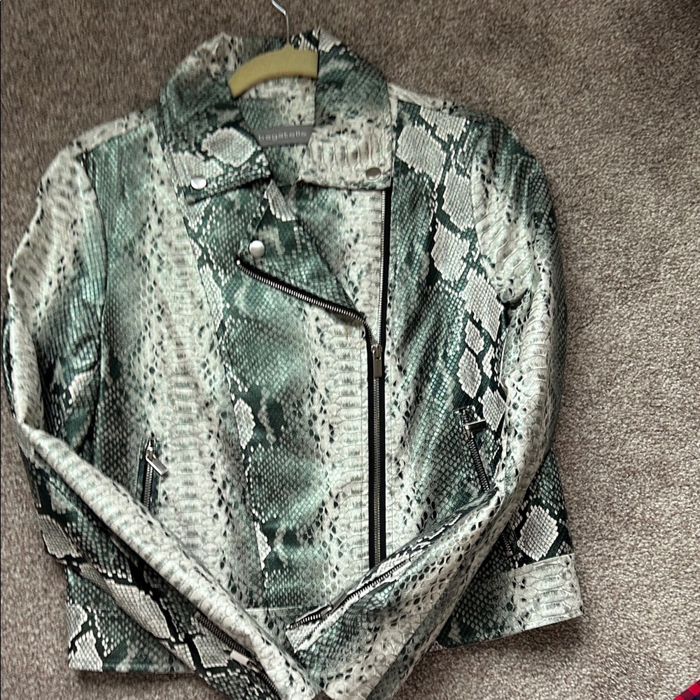 Blank NYC Green Snake Print Leather Jacket